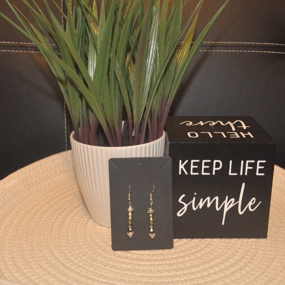 Elegant Iridescent Beaded Drop Earrings - Picture 1 of 5